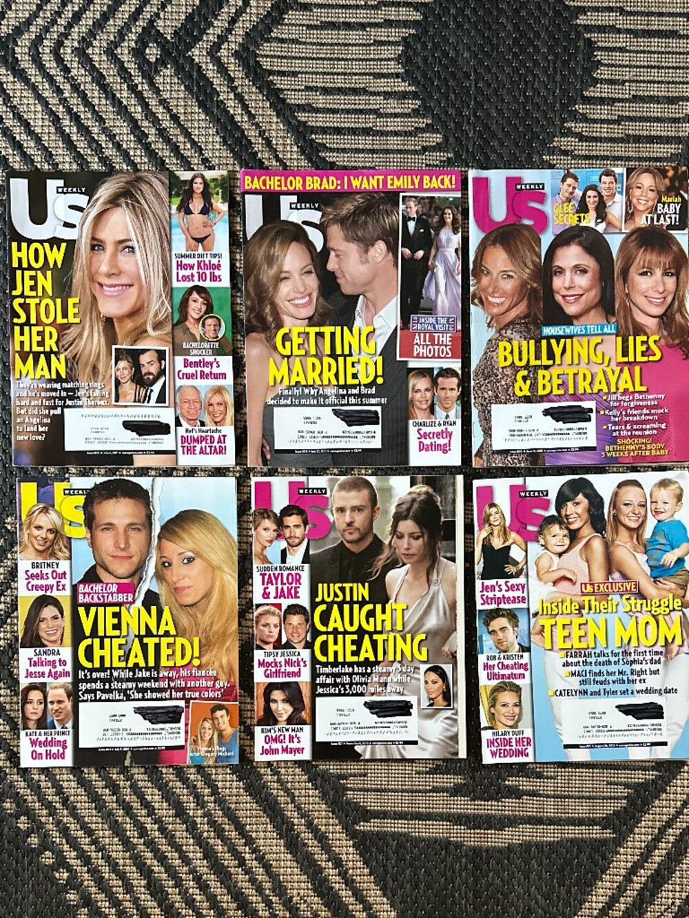 Vintage Lot of 6 US Weekly Magazines 2010 & 2011 Celebrity Gossip Fashion Party